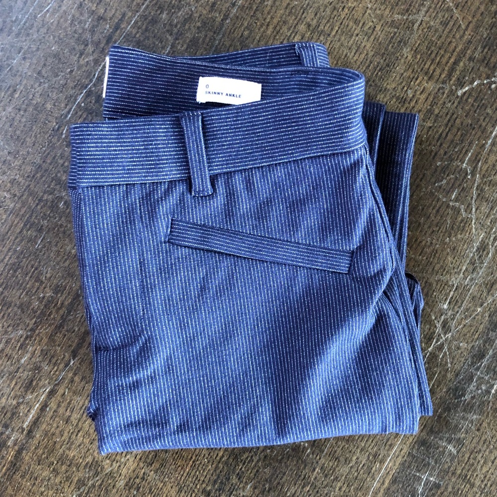 Blue striped Gap skinny ankle pants